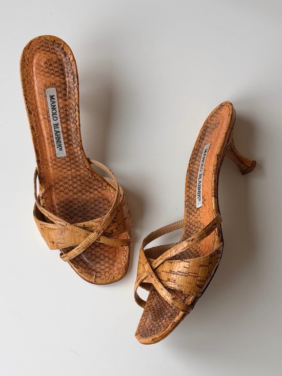 Manolo Blahnik Shoes - Manolo Blahnik vintage cork & snakeskin sandals – IT 38.5, ~US 8